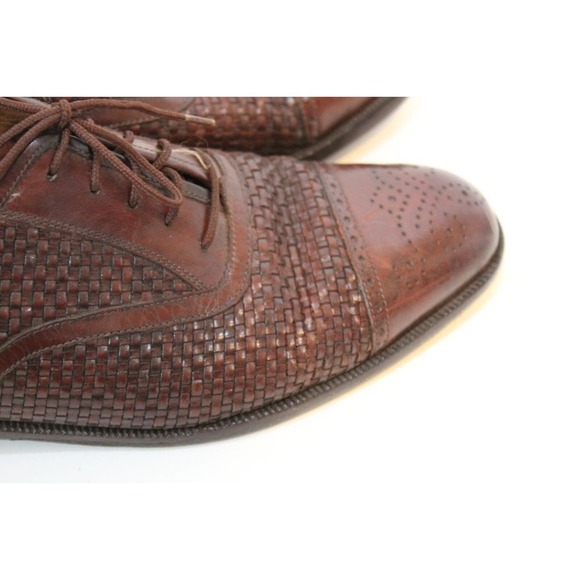 *Flaw Salvatore Ferragamo Woven Leather Lace Oxford Shoes Men's Size 10D H14580 - Picture 8 of 16